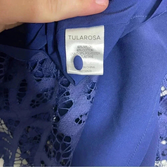 Tularosa x Revolve Matilda Navy Lace Eyelet Pom Pom Dress XS - Picture 4 of 10